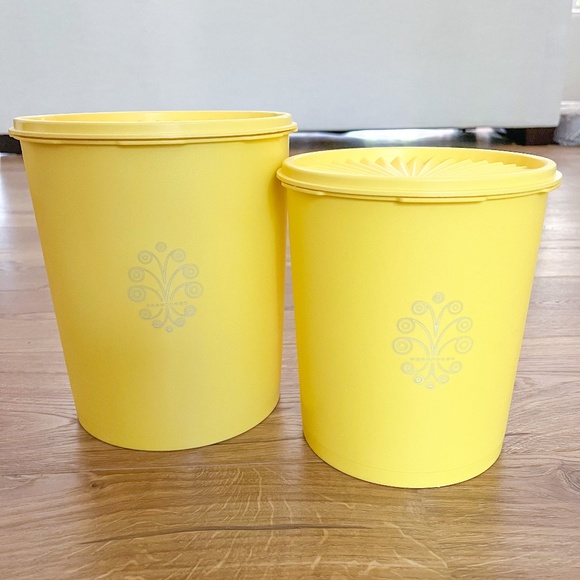 Tupperware Other - Set of 2 - Vintage Tupperware Servalier Yellow Medallion Canister Set